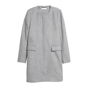 H&M Collarless wool blend gray pea coat 6 zip